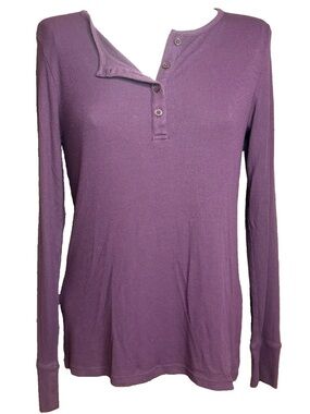 Tommy John Purple Lounge Ribbed Henley Tee